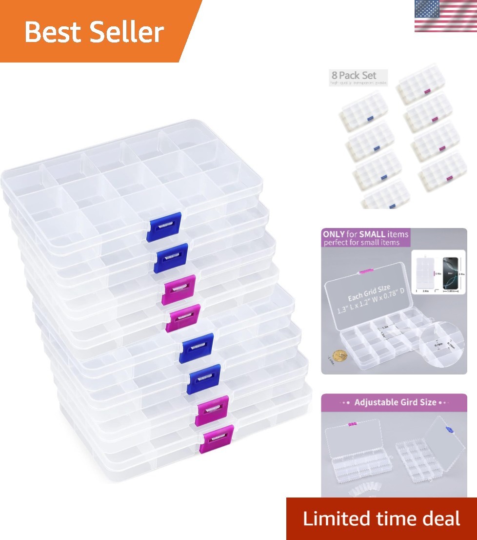 Compact 15-Grid Earring Organizer - Durable Clear Storage for Crafts & Jewelry