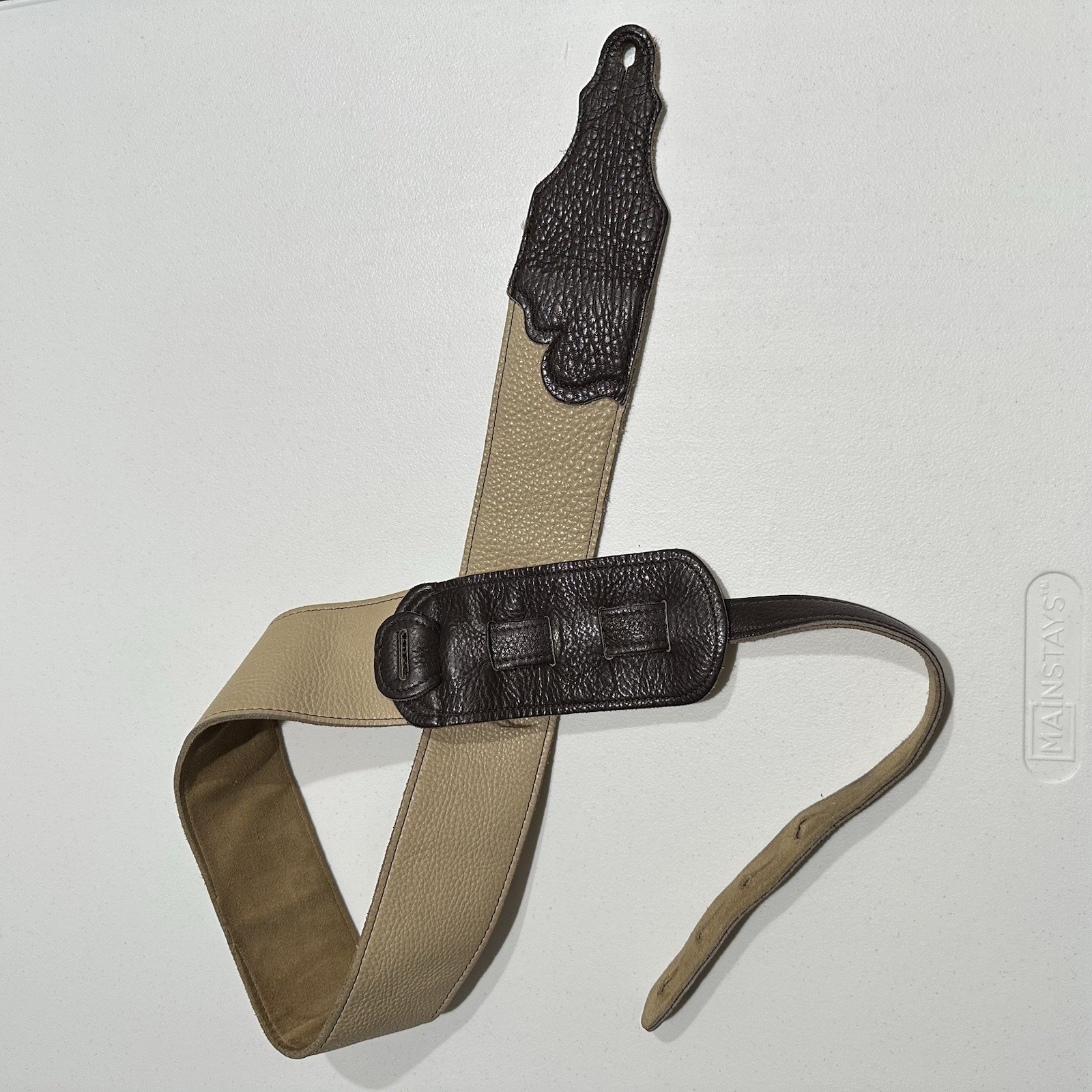 Franklin Light Brown Leather Guitar Strap 55" Padded Adjustable Suede Lined 2.5"