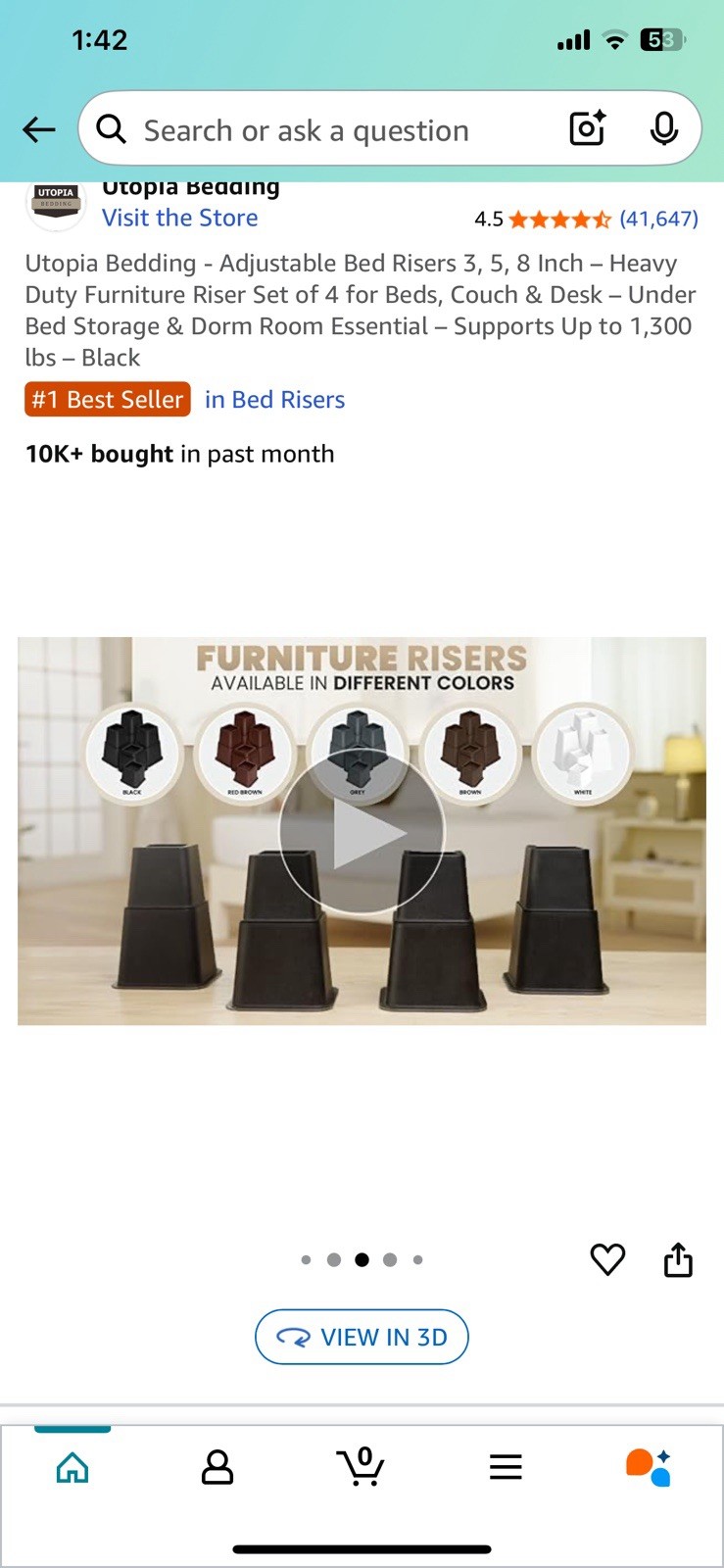 Furniture Risers 8-Pack Adjustable, For Dorms Or Other Furniture