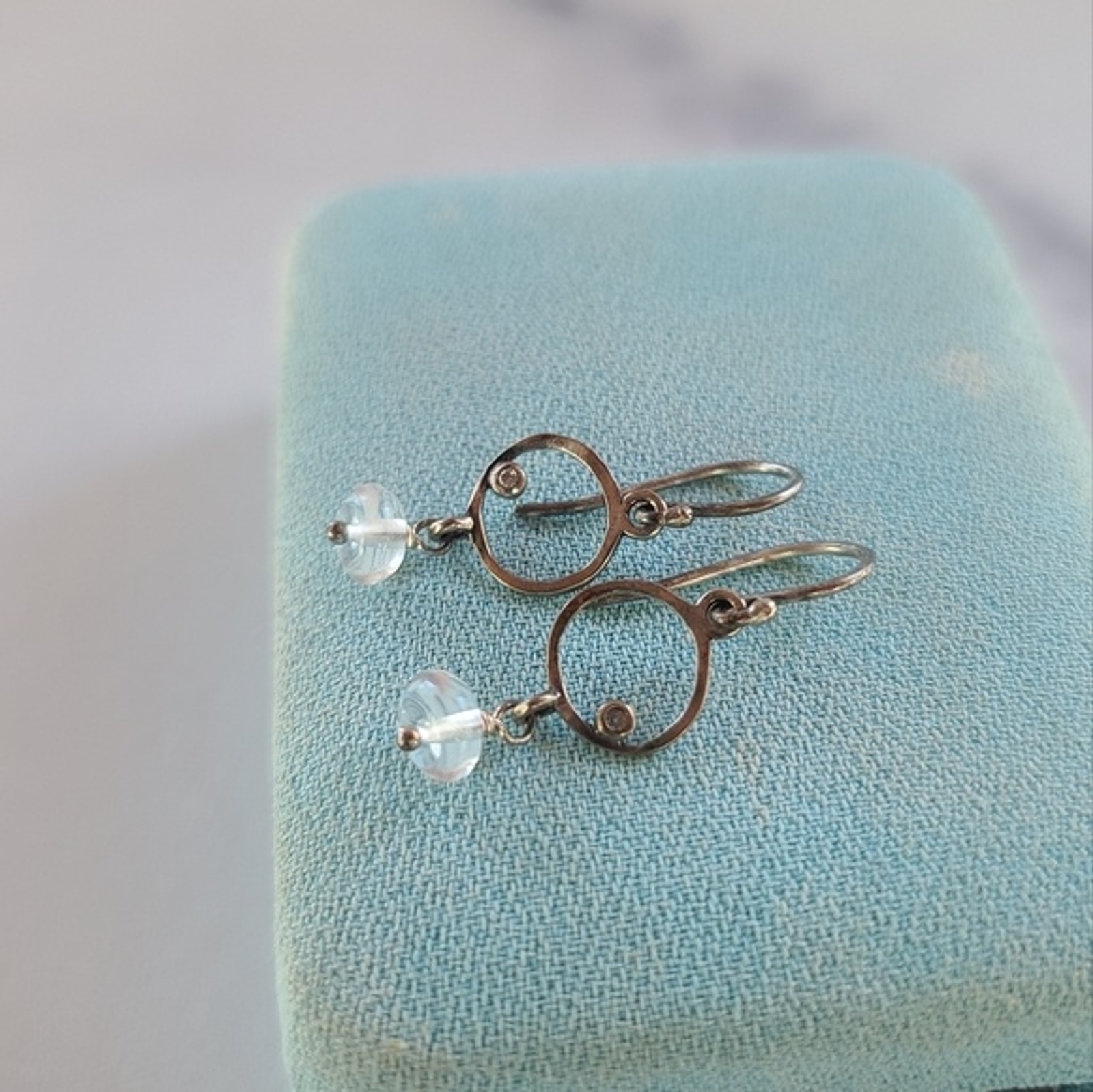 925 Glass Dangling Earrings