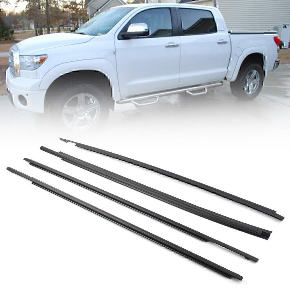 4PCS Window Moulding Weatherstrip Seal Belt For Toyota Tundra CrewMax 2007-2019