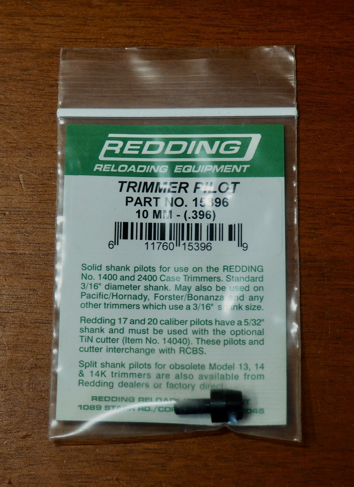 Redding Trimmer Pilot-10mm-(15396) .396" Diameter-(NIP)