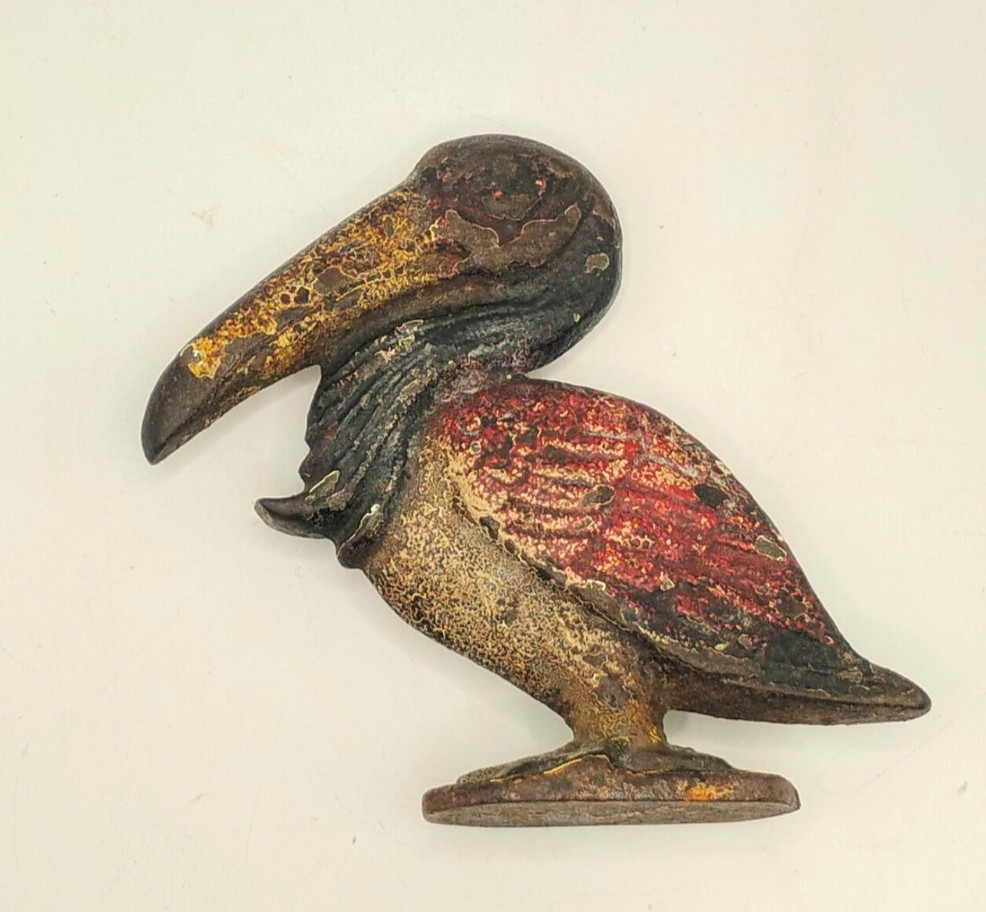 Antique  Cast Iron Bottle Opener Pelican Original Paint