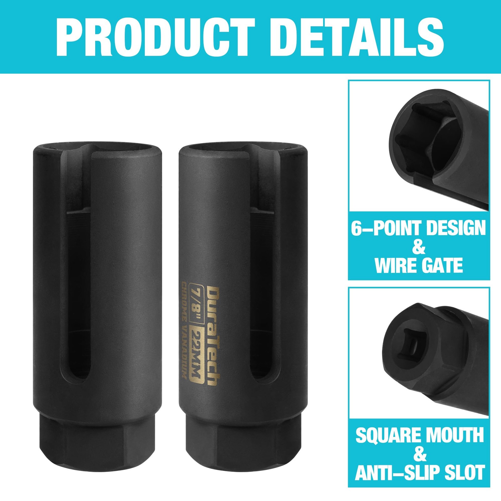 DURATECH O2 Oxygen Sensor Socket 3/8" Drive x 7/8"(22mm), Onesize
