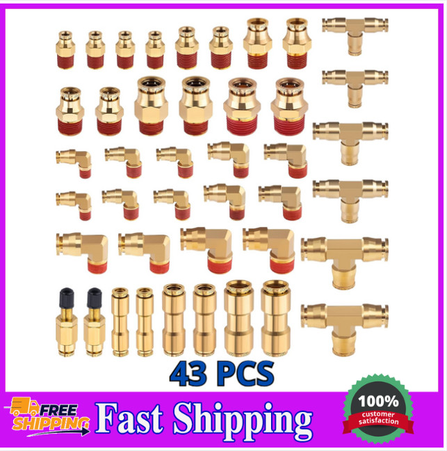 43 PCS Brass DOT Air Brake Fittings Kit for Trucks & Industrial Systems