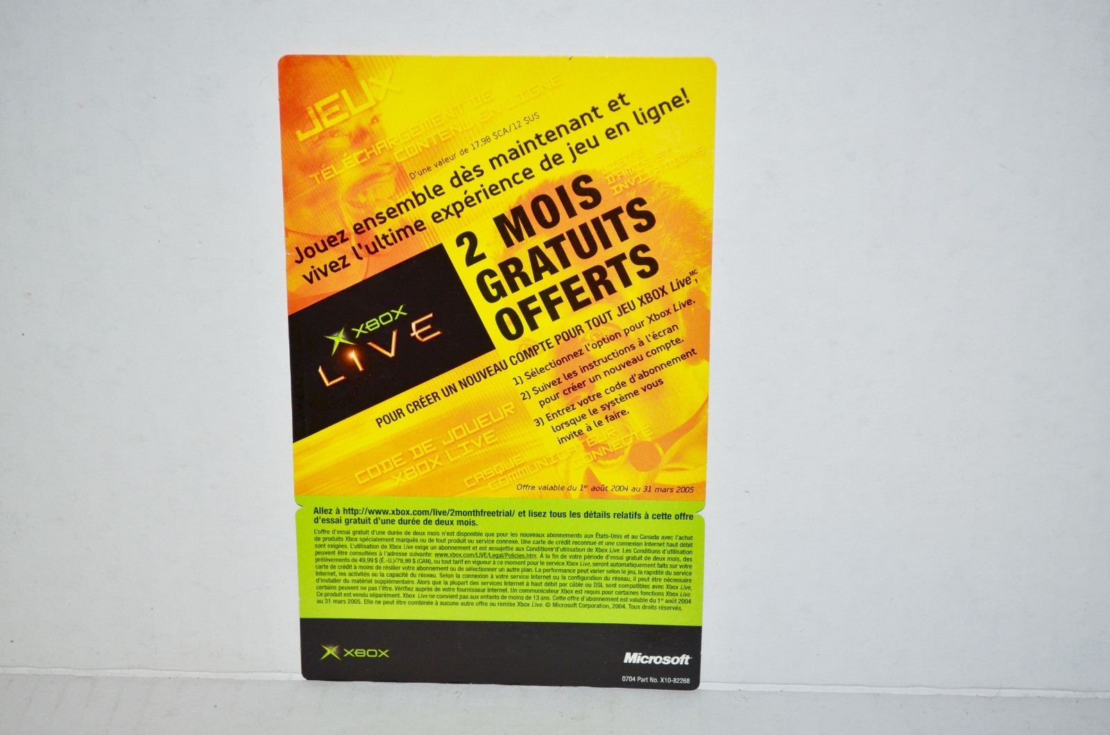 Original Microsoft Xbox Live 2 Month Free Trial Code Scratch Card Subscription