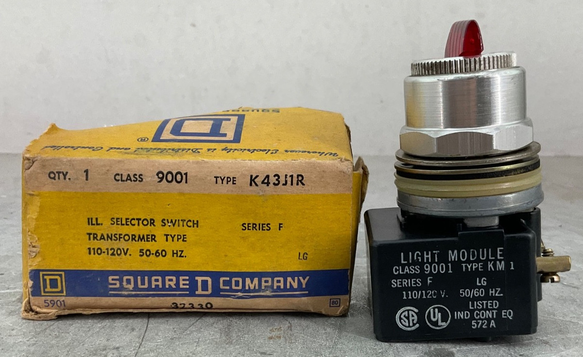 SQ D 9001K43J1R SELECTOR SWITCH TRANSFORMER TYPE SERIES F 110-120V NEW