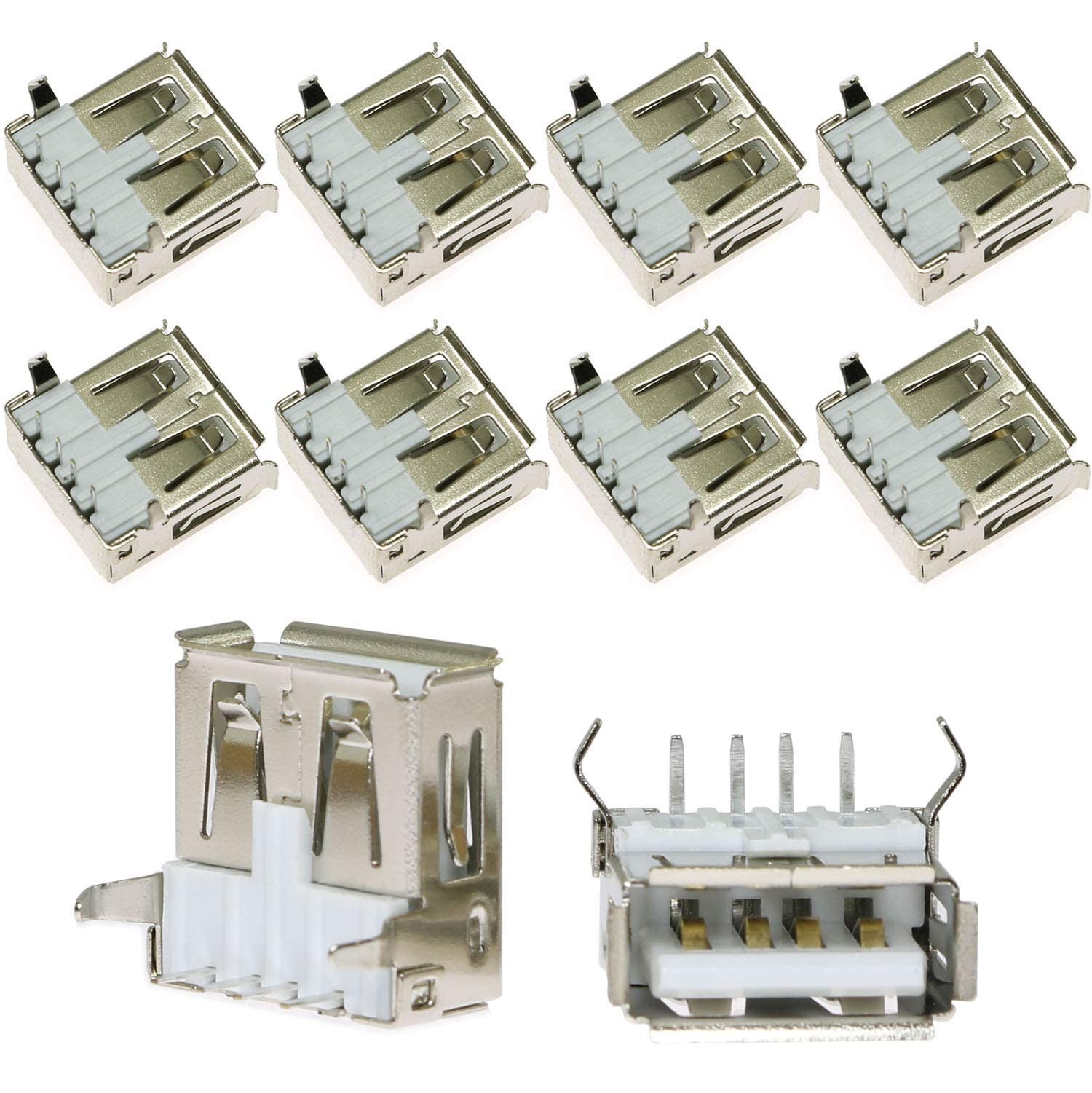 MEETOOT 10pcs 90 Degree 4-Pin USB Type A Standard Port Female Solder Jacks...