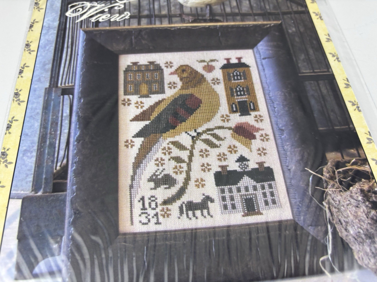 Kathy Barrick Bird’s Eye View Cross Stitch Pattern Primitive Sampler 2S