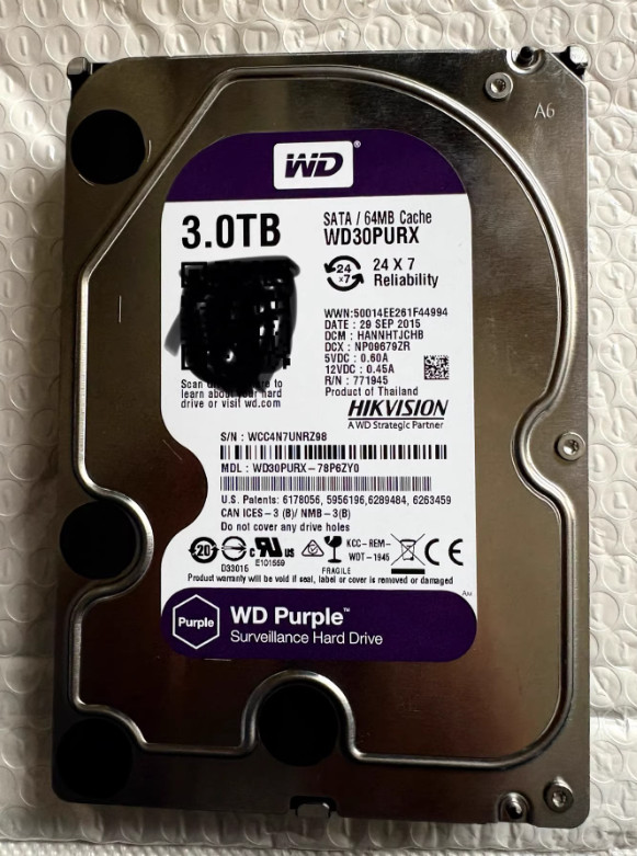 1pcs Monitor WD30PURX 3T hard disk