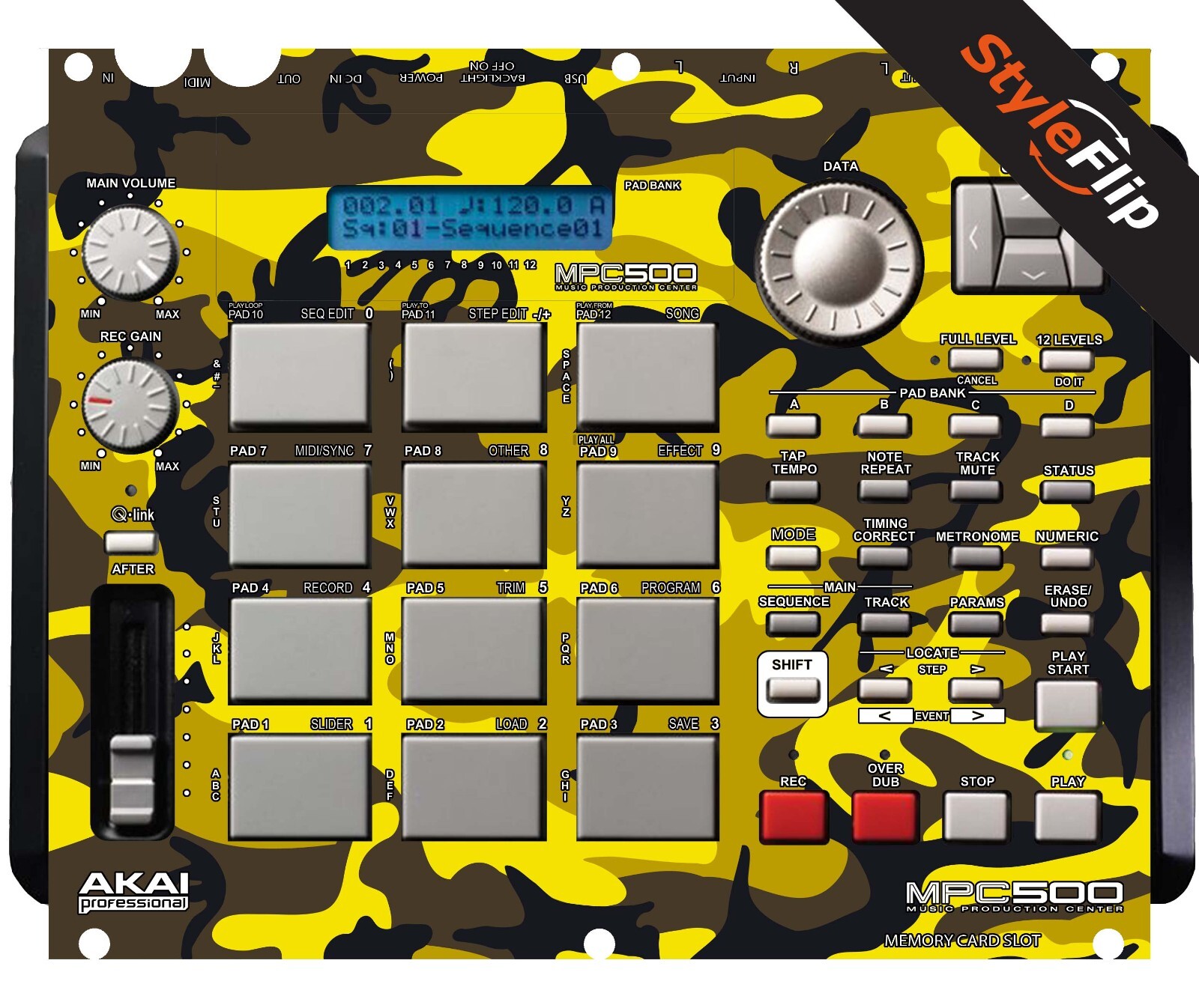 Akai MPC-500  | Yellow Camo | Protective Decal | StyleFlip Skins