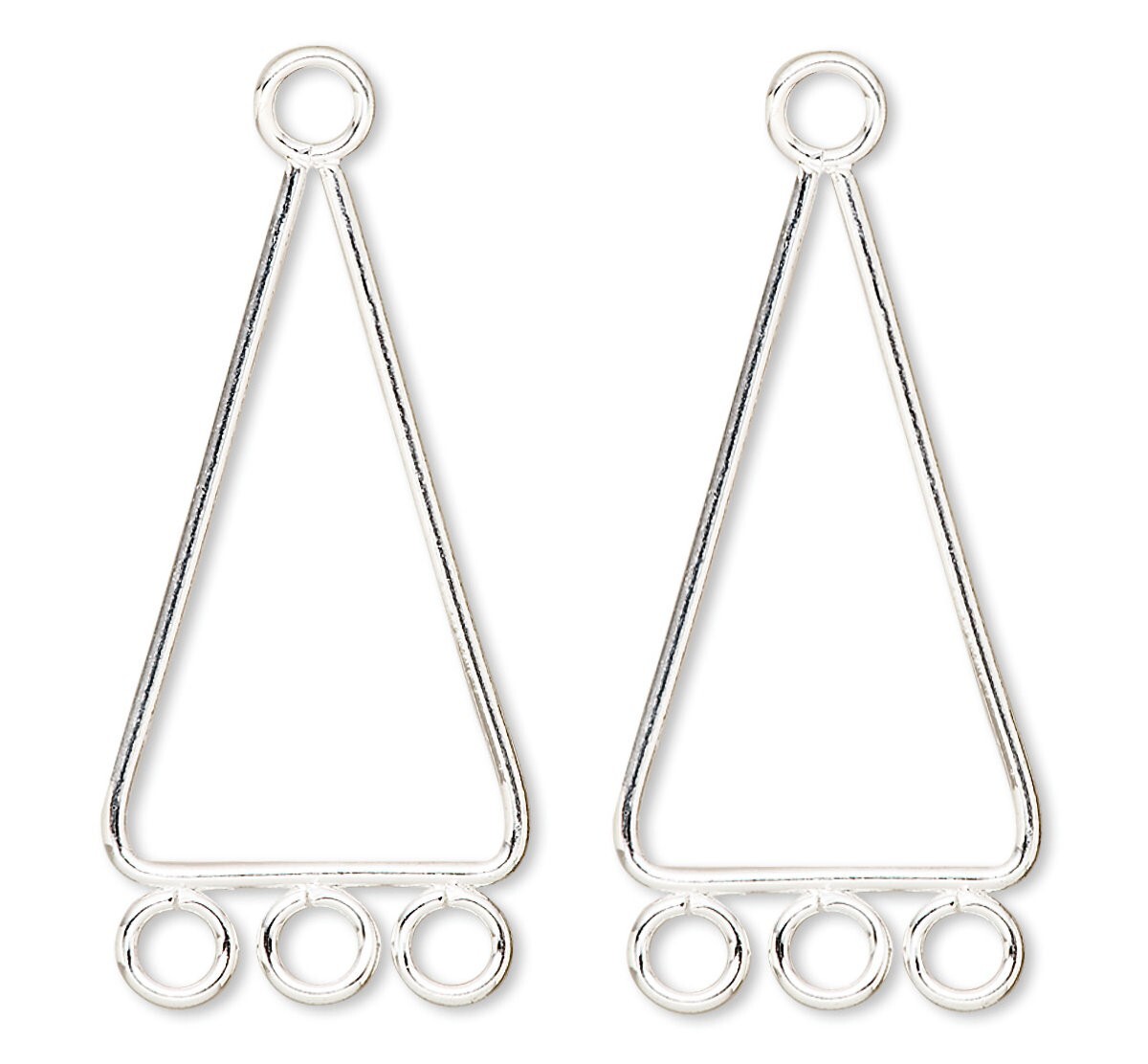 Drop, 10 Silver Plated Steel 24x15mm Triangle Chandelier Earring Connectors