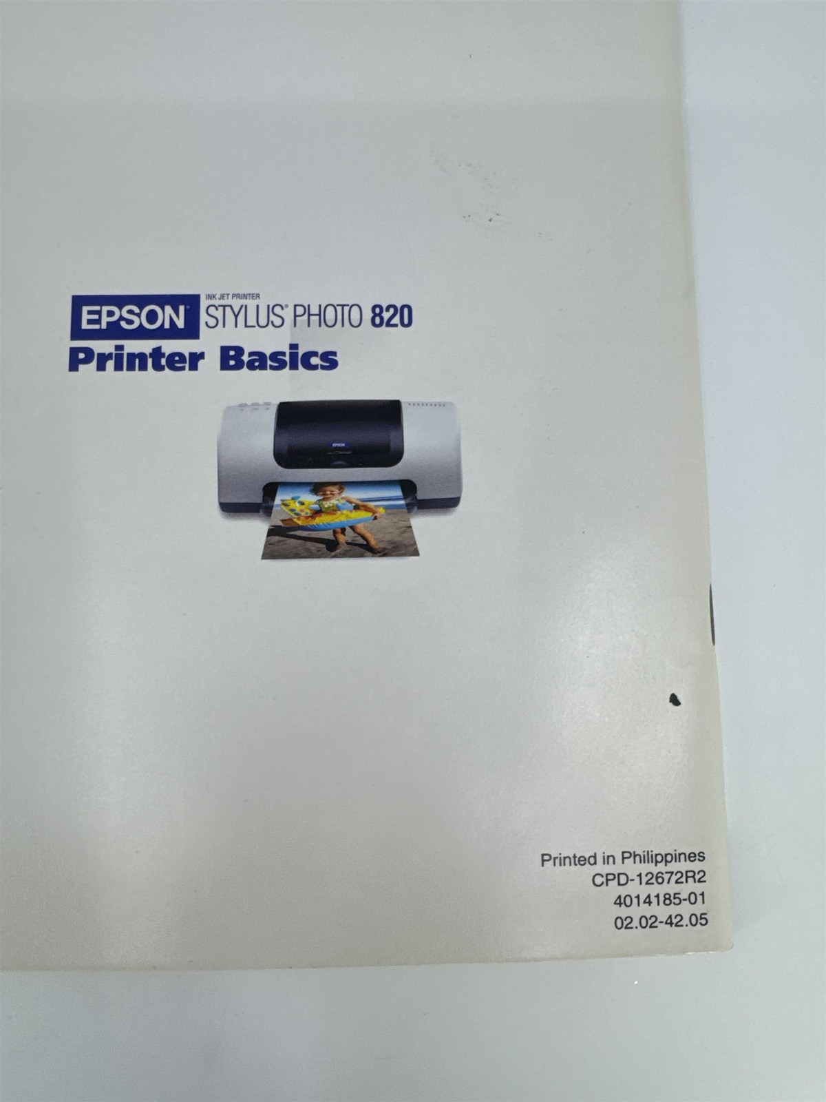 Epson Stylus Photo 820 Printer Basics Ink Jet Printer Manual W/ Disk