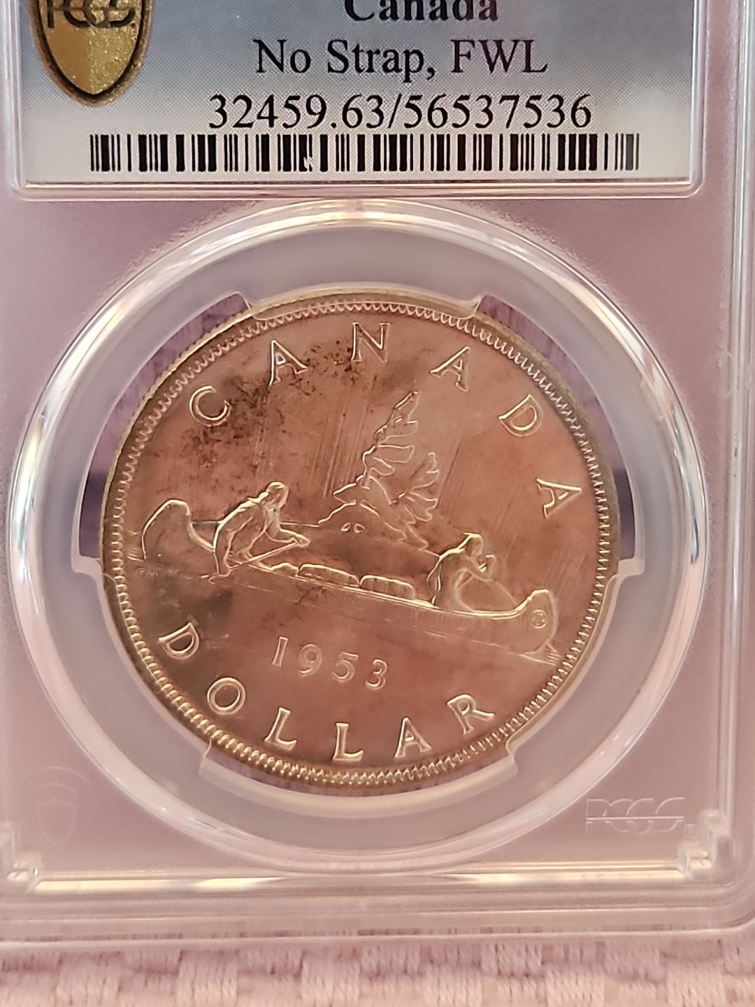 1953 Canada $1 PCGS MS63 No STRAP, FWL
