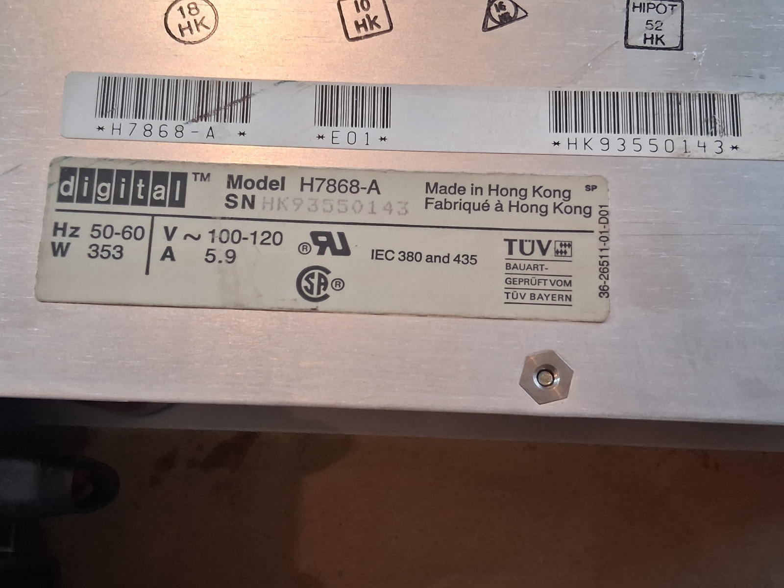 DEC H7868-A POWER SUPPLY REV E01 BA213/BA215