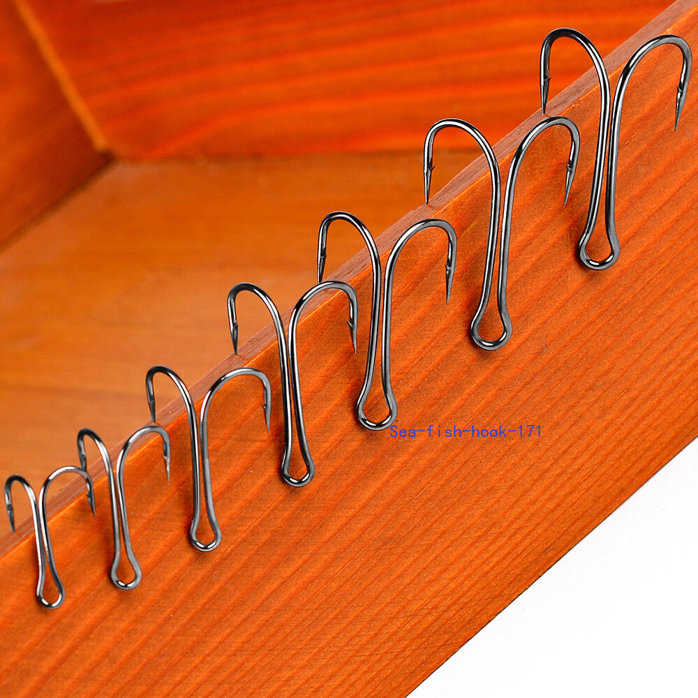 50-200pcs Double Hook Open Shank Frog Hook High Carbon Steel Split Shank