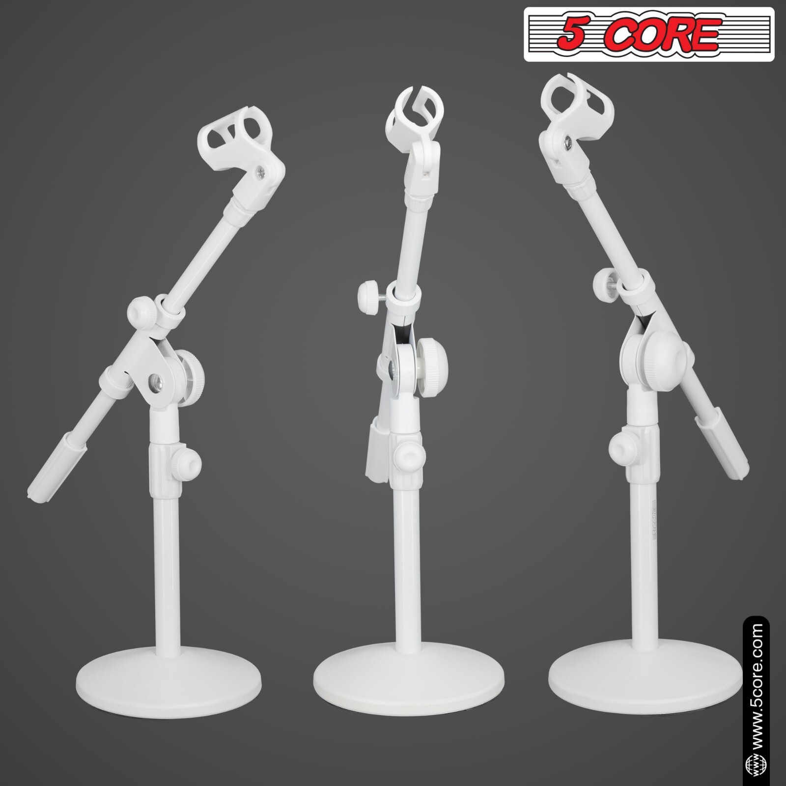 5Core Mic Stand Height Adjustable Short Desktop Stands w/ Telescopic Boom Arm