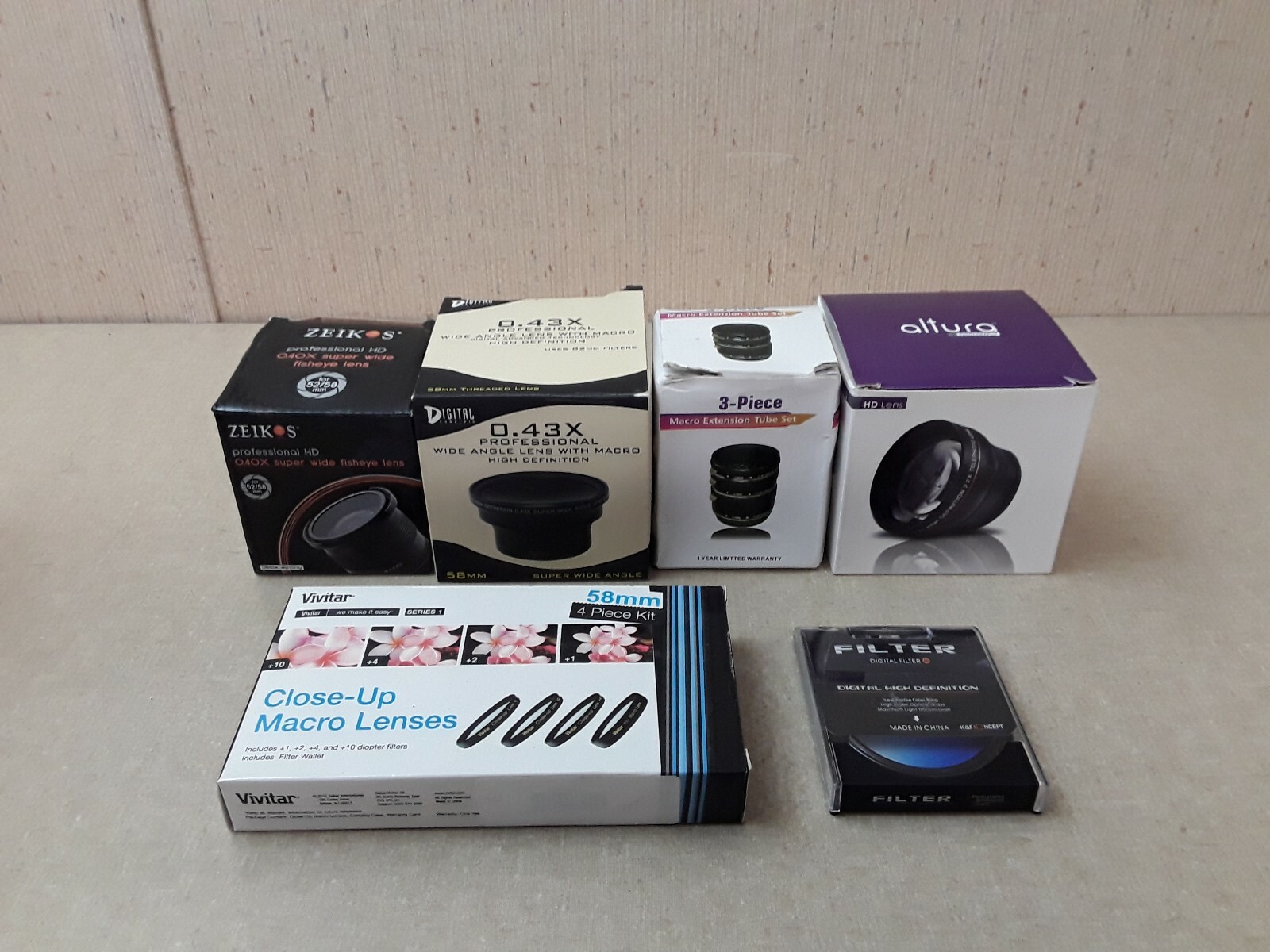 Camera Lense Filter Lot Altura Vivitar Zeikos Digital Concepts Lot