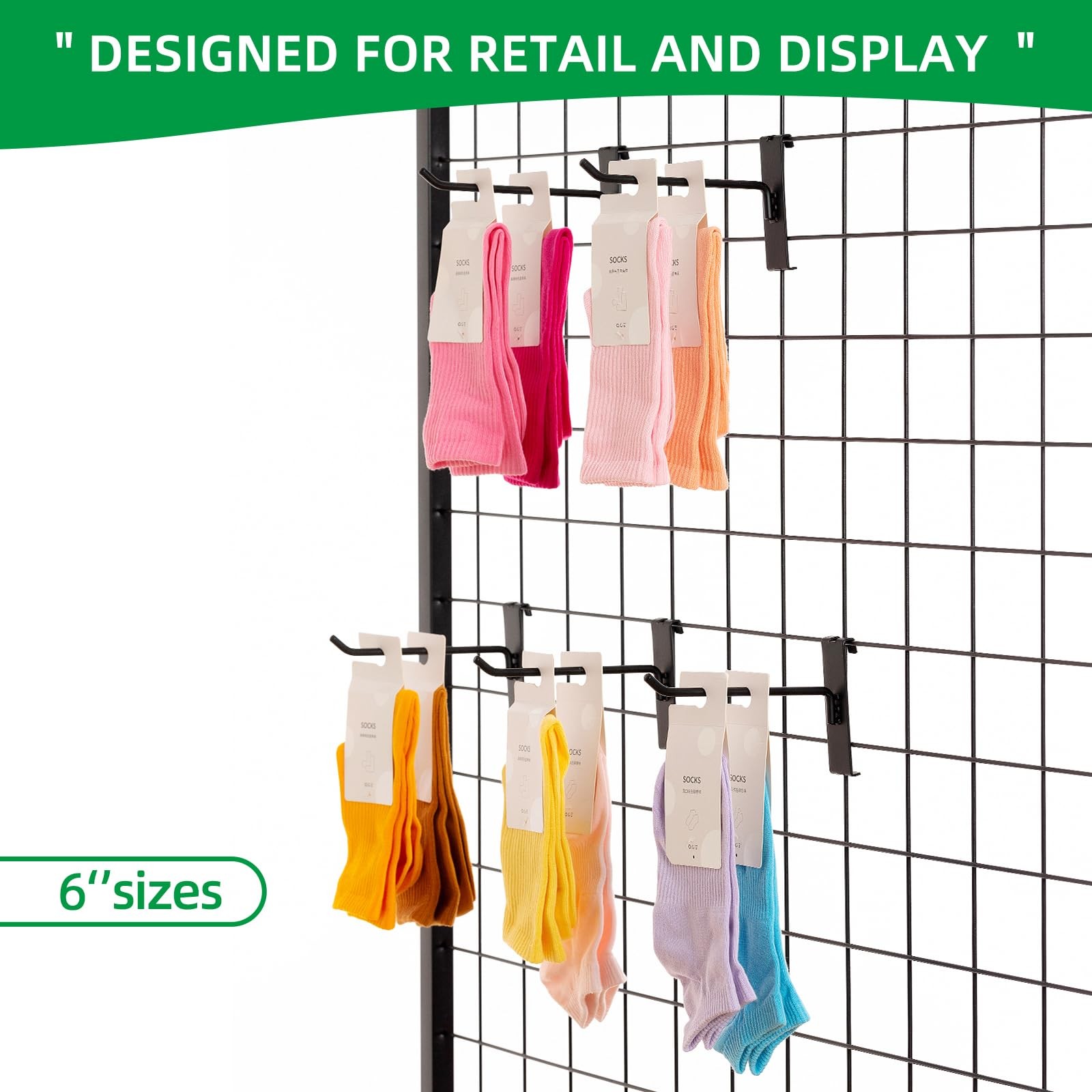 PYBTOOL Gridwall Hooks 6 Inch, 100 Pack Grid Wall Hooks, Grid Panel Hooks and...