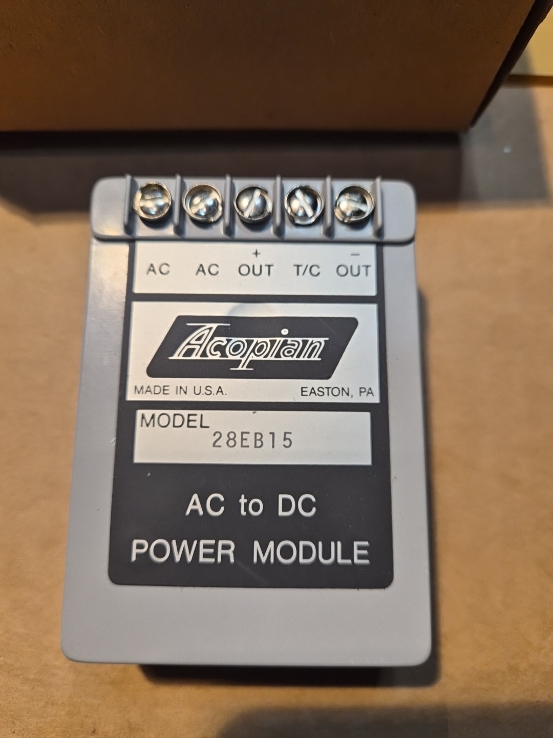 Acopian 28EB15 105-115 VAC to 28 VDC Power Supply, 0.15A, NSN 6130011242934, NOS