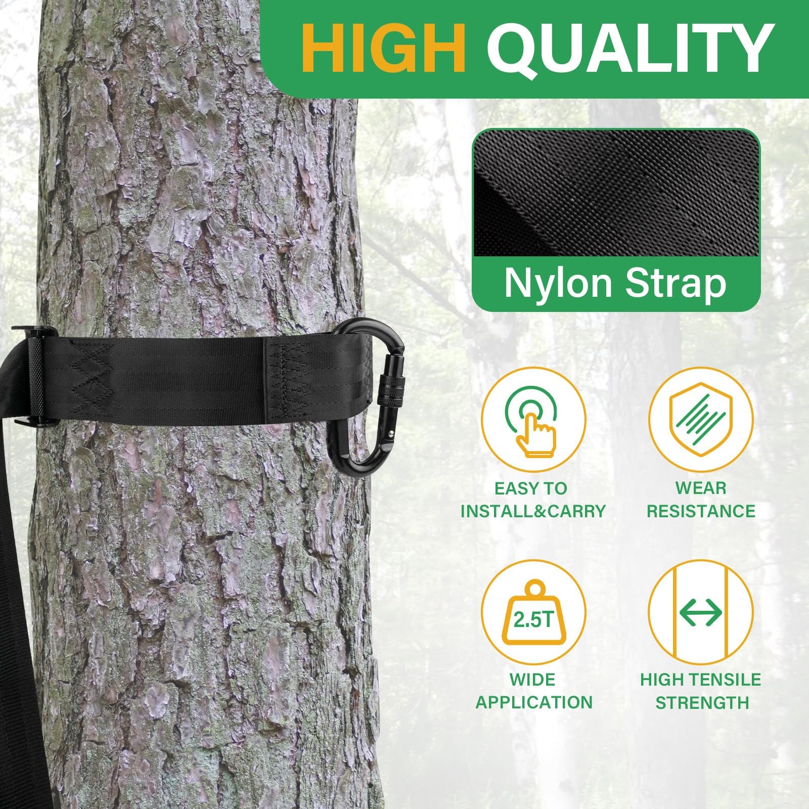 Quick-Connect Treestrap for Hunter Safety System - Climbing Stand Strap Trees...