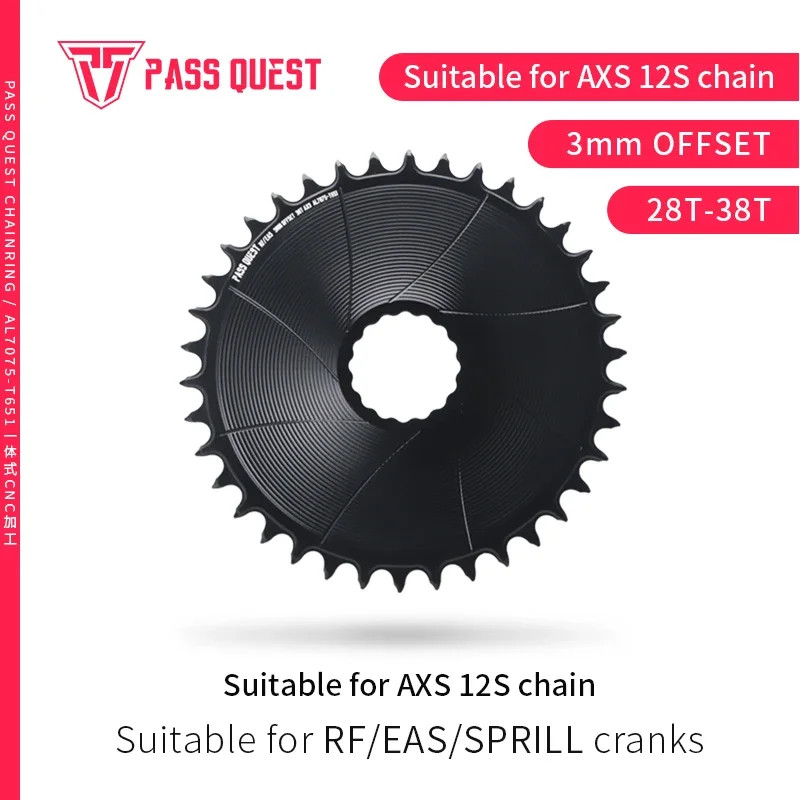 3mm Offset AERO Round Narrow Wide Chainring 28-38T 12 Speed Crankset Chainwheels
