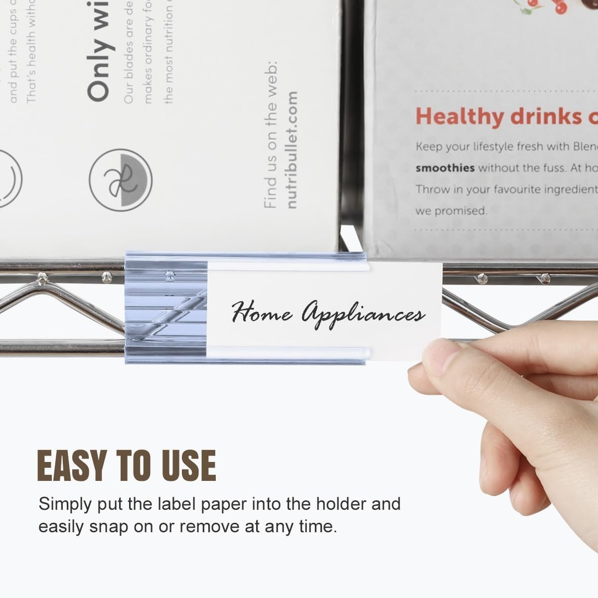 Effortless Shelf Organization: 100Pcs Label Holders with Label Inserts Included