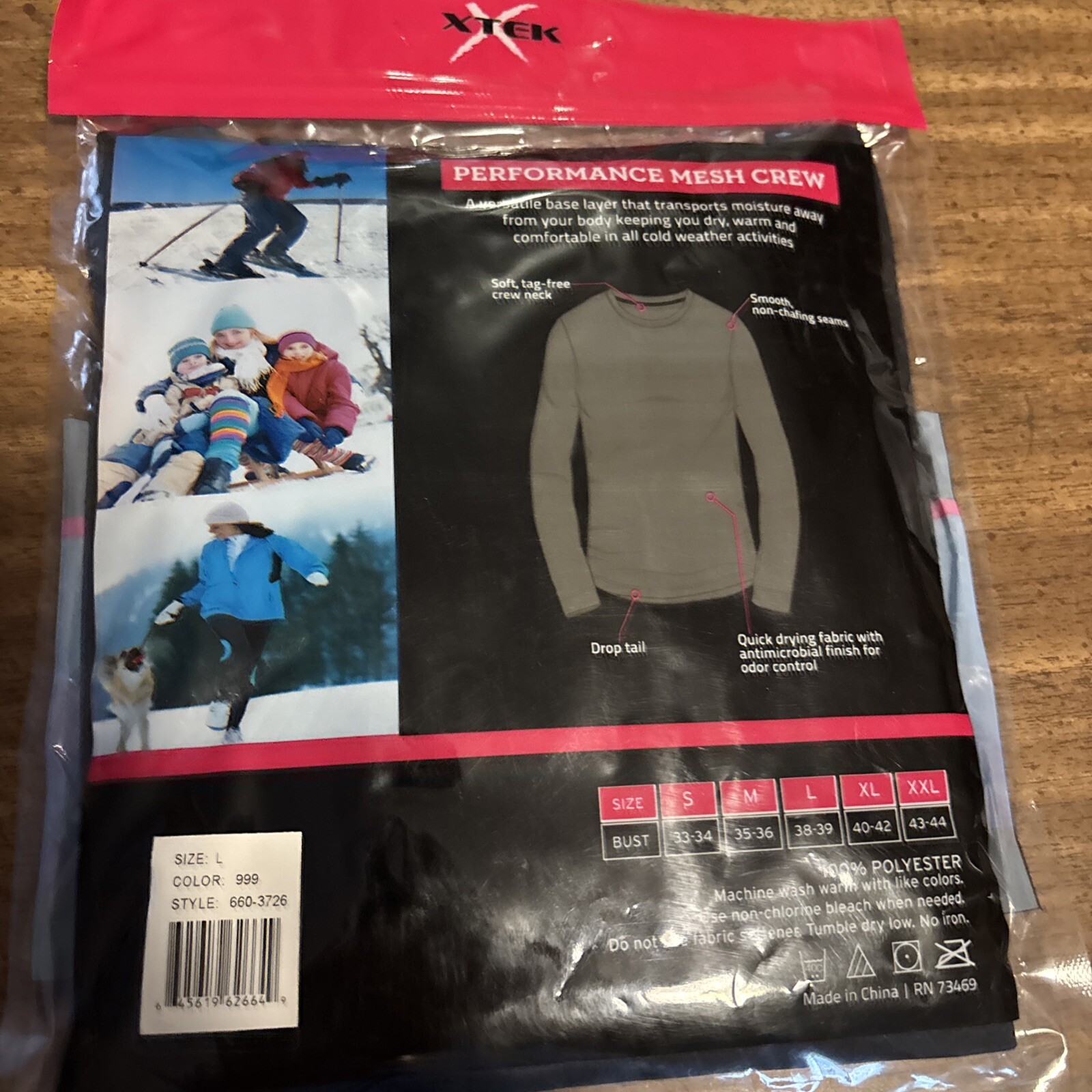 XTek Ladies Base Layer Top Long Sleeves Performance Mesh Black Size L