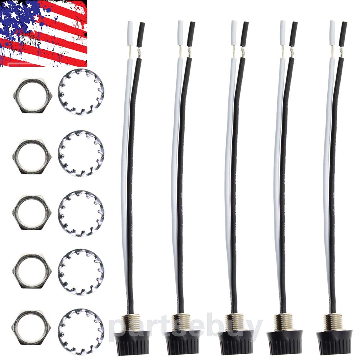 5PCS New Rotary Stye On/Off Canopy Switches, 3/1 amps at 125/250,4" Wire (18AWG)