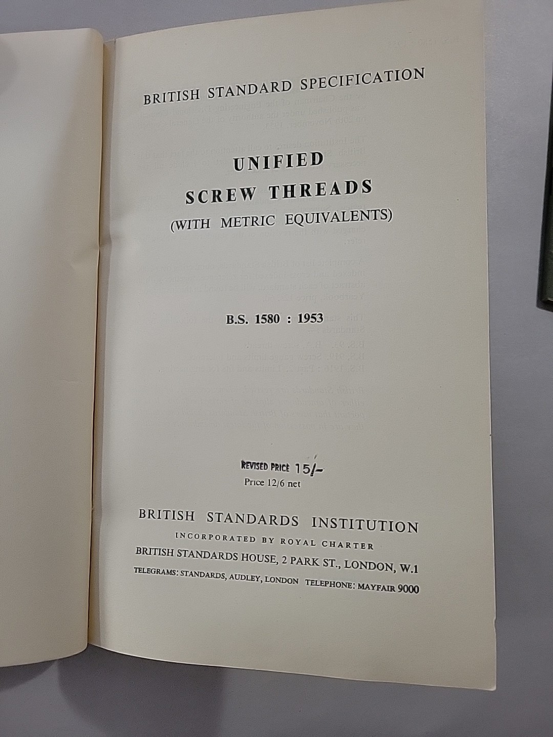 Lot 4 1950s British Standard Screw Thread Brochures