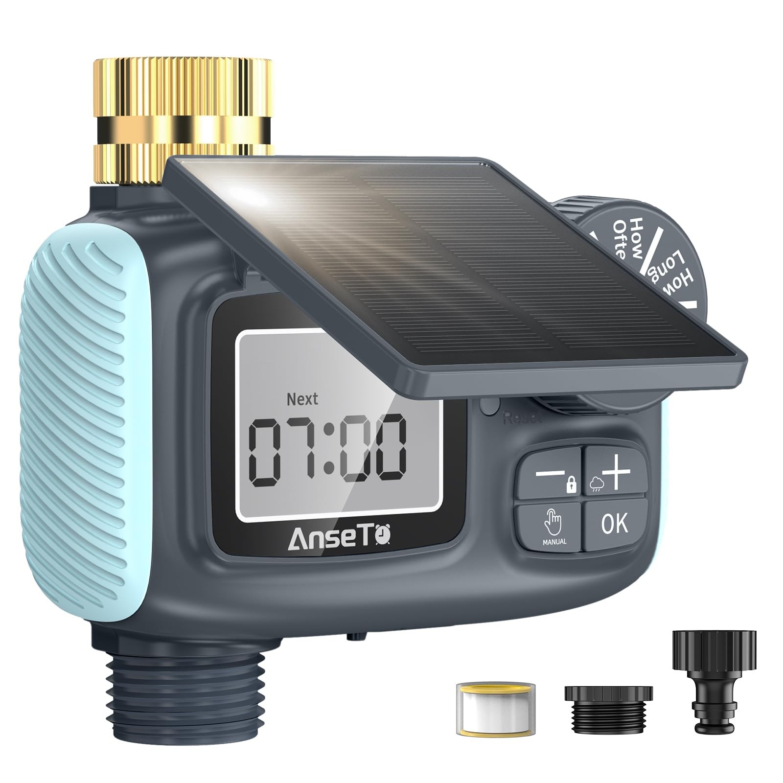 Solar Sprinkler Timer, Solar & Type-C Rechargeable Water Timer for Garden Hos...