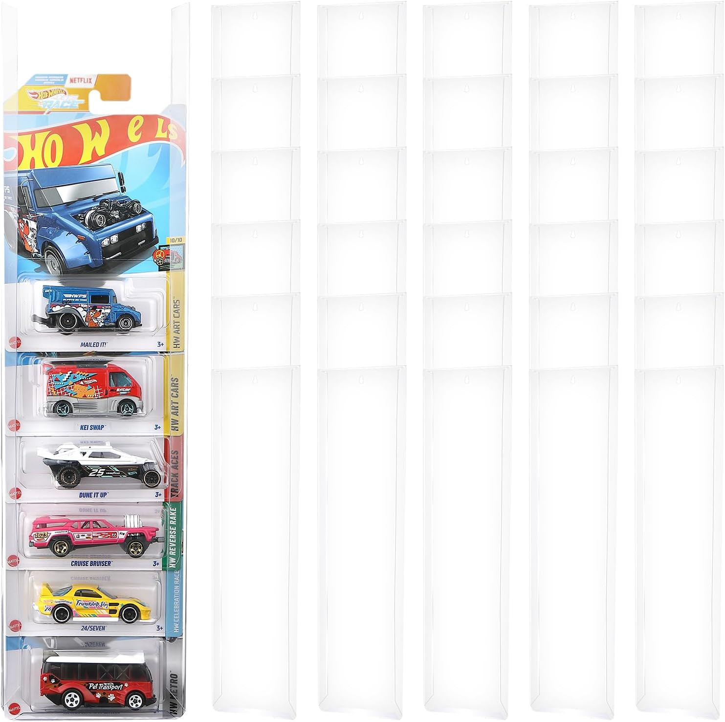 Display Case for Hot Wheels Matchbox, 5-Pack Wall Mount Storage, Holds 30-50 Car