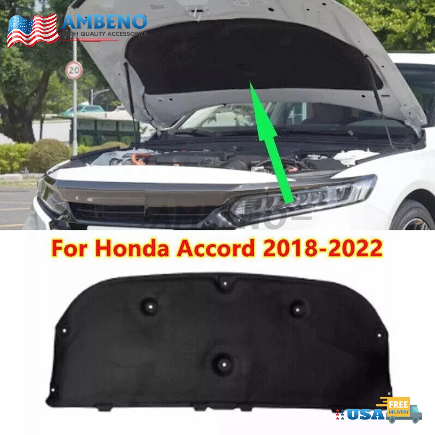 For Honda Accord 2018-2022 Front Hood Insulation Pad Liner Heat Cover Pad Trim