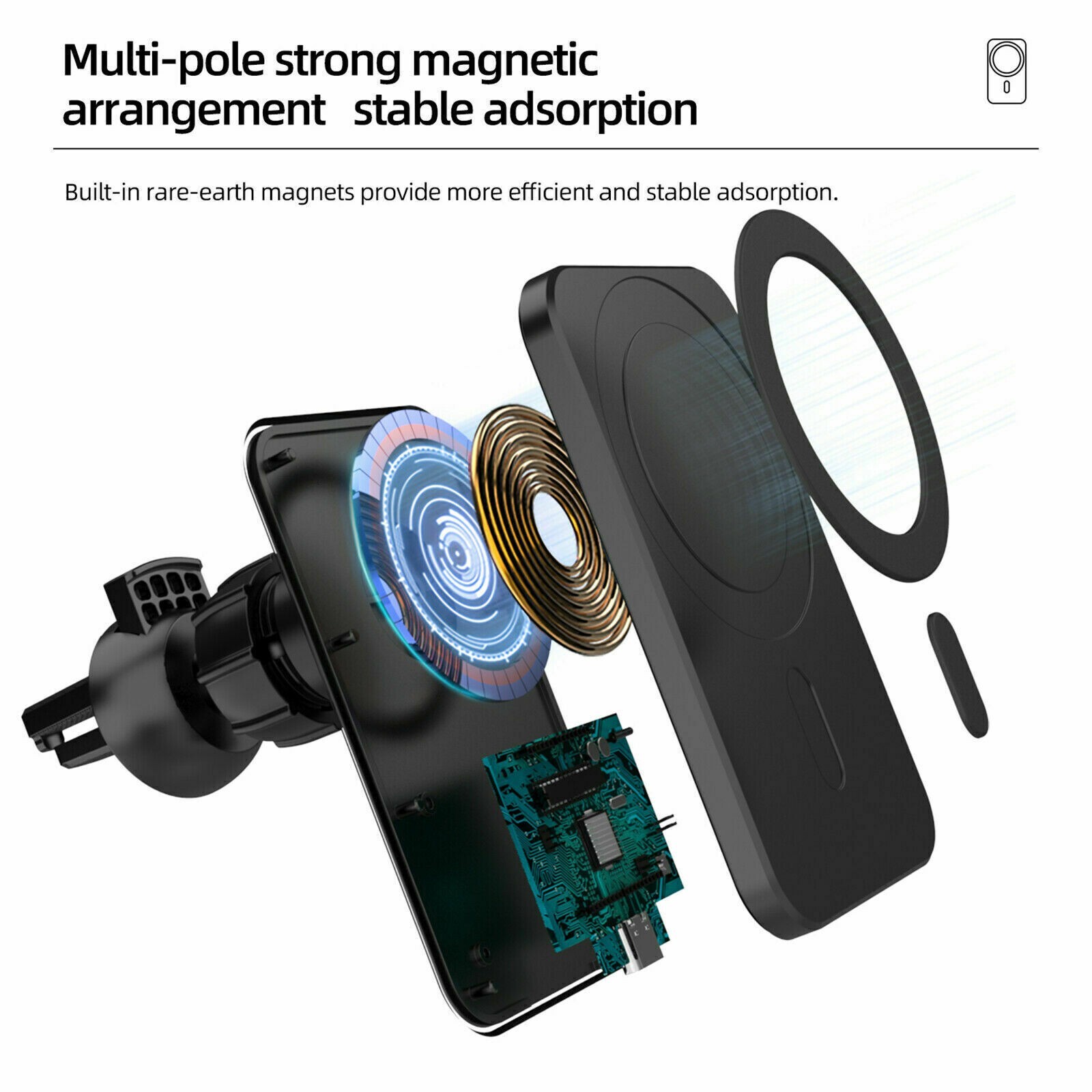 Magnetic Wireless Charger Car Mount Holder For iPhone 13 14 15 Pro Max MagSafe