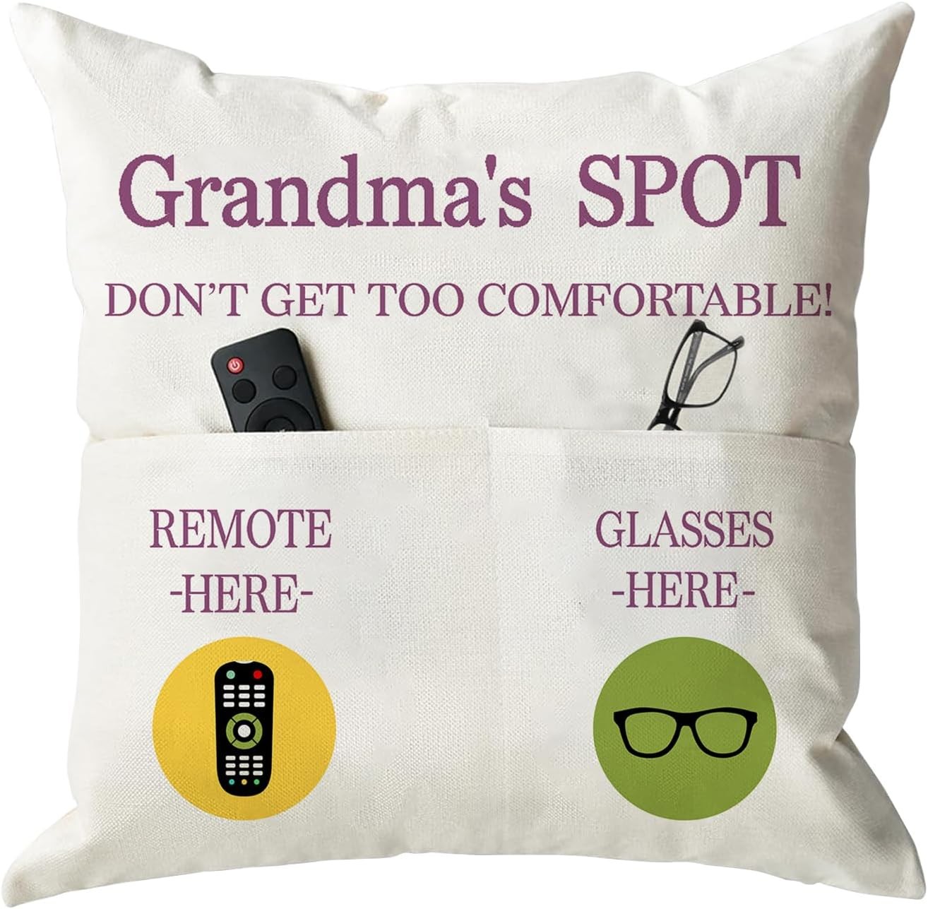 ONFAON Grandma Gifts, Grandma's Spot Throw Pillow Covers 2-pocket