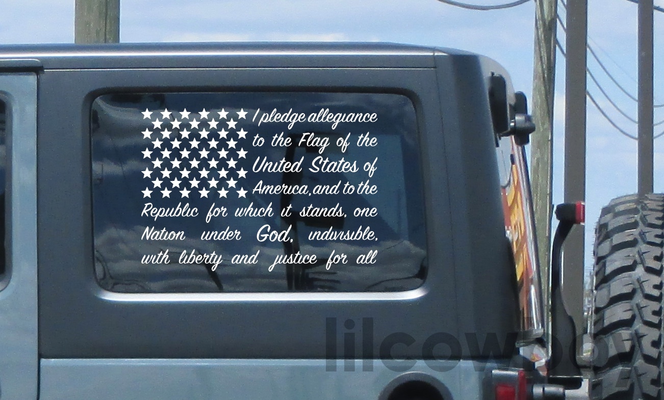 American Flag Pledge of Allegiance vinyl sticker decal USA America truck windows