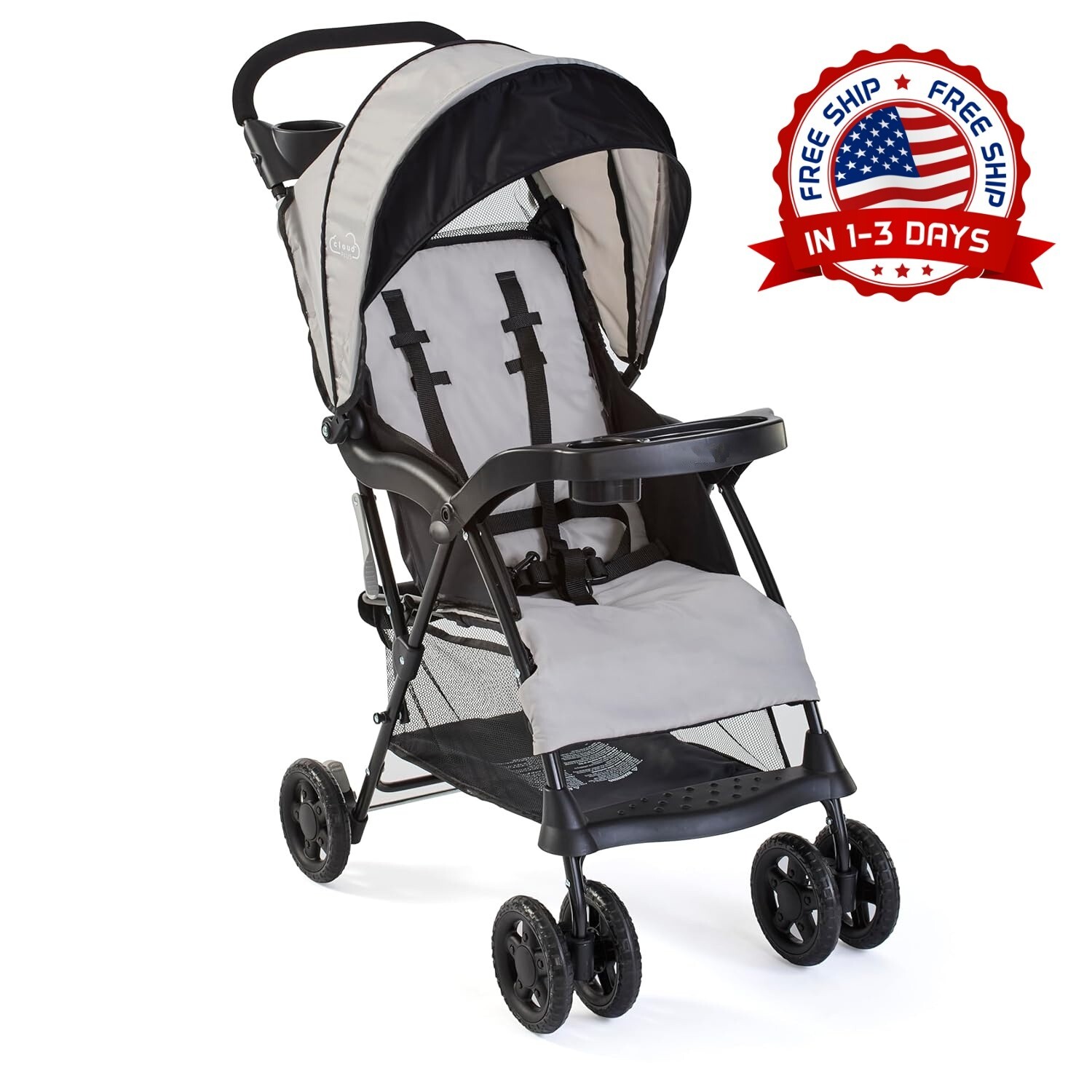 Cochecito De Bebé Cómodo Ligero Elegante Con Cesta De Almacenamiento Y Dosel NEW