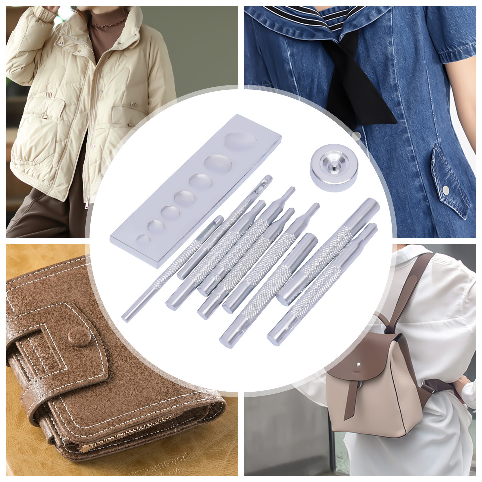 Craft Tool Die Punch Snap Rivet Setter Base Kit DIY Leather Working Craft 11PCS