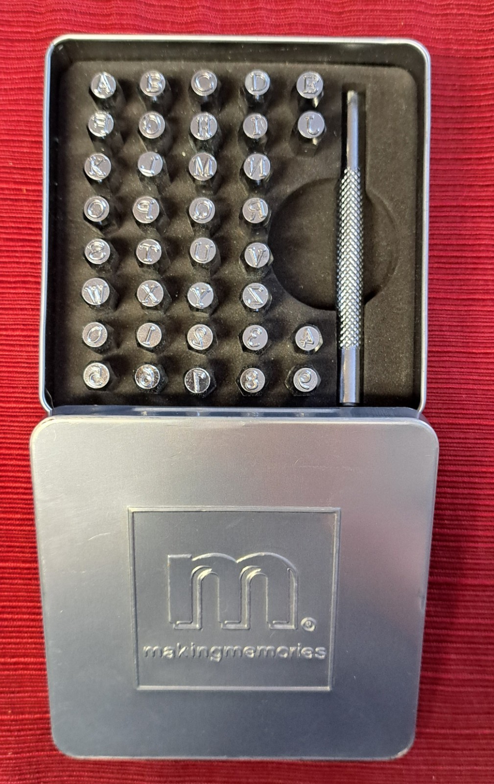 Making Memories Metal Stamp Punch Die Set Letters Numbers Magnetic Handle Kit