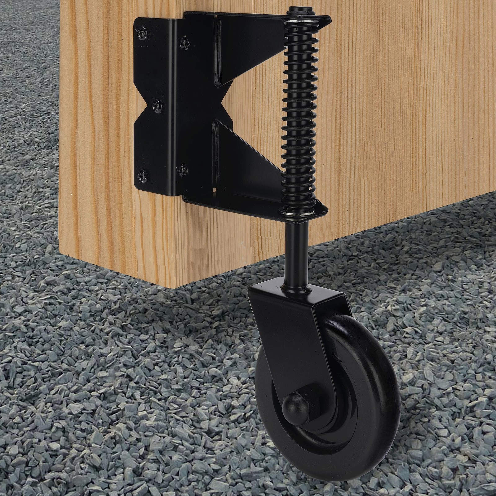 Gate Wheel Spring-Loaded Gate Caster Kit for Wooden PVC Fences, Heavy Duty Ga...