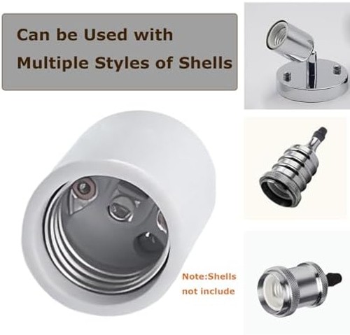 Keyless E26 Porcelain Socket,JNXQWE Ceramic Medium Base Screw Socket with Hic...