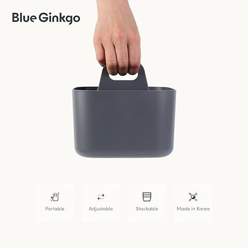 Stackable Organizer Caddy, Dark Grey, Made in Korea | Portable. Square GREY