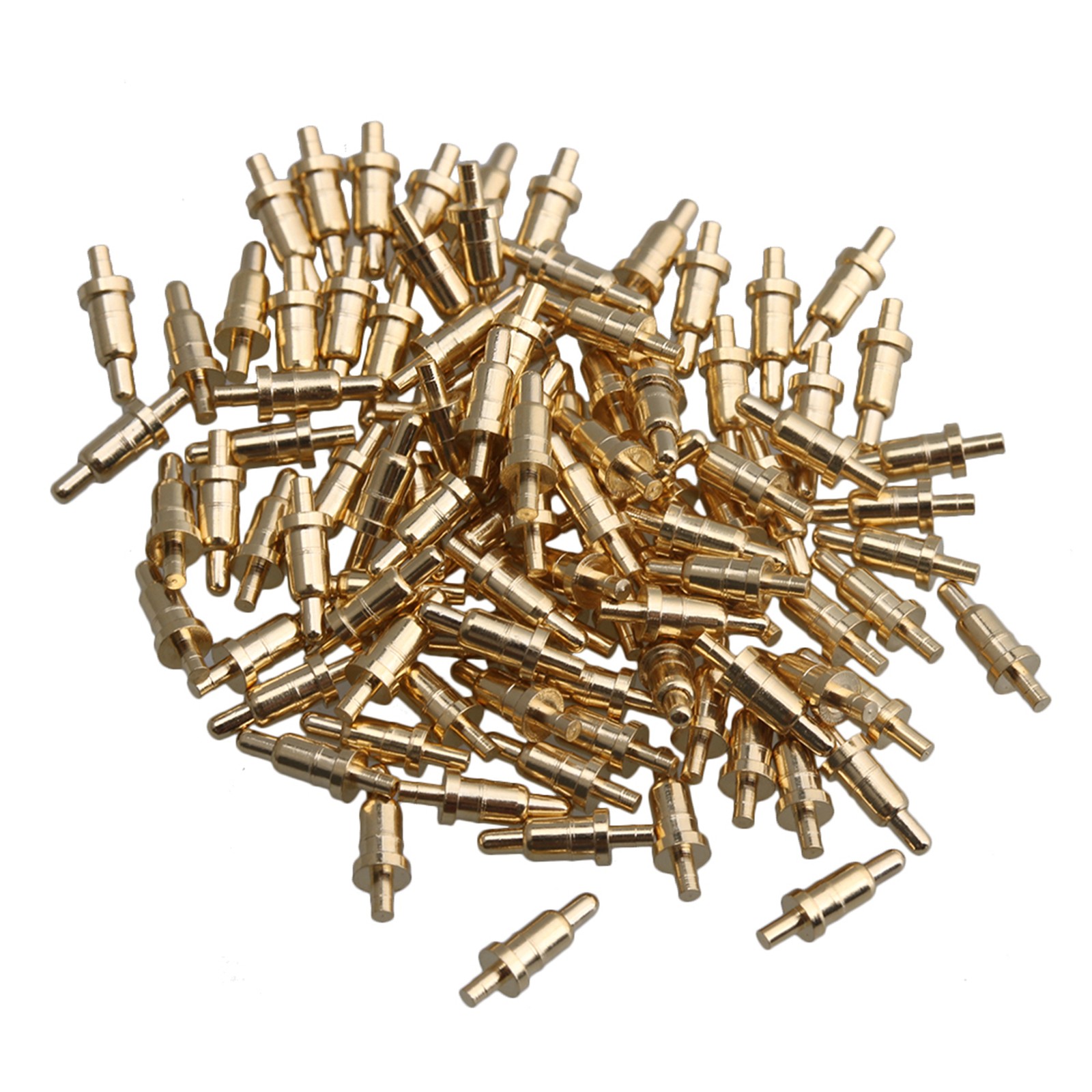 6mm Length 1.5mm Pin Head Spring Loaded Probes Pogo Pin Golden Pack of 100