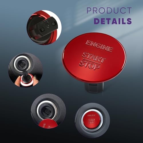 Keyless Push Start Button Cover Engine Start Stop Button Ignition Switch Red