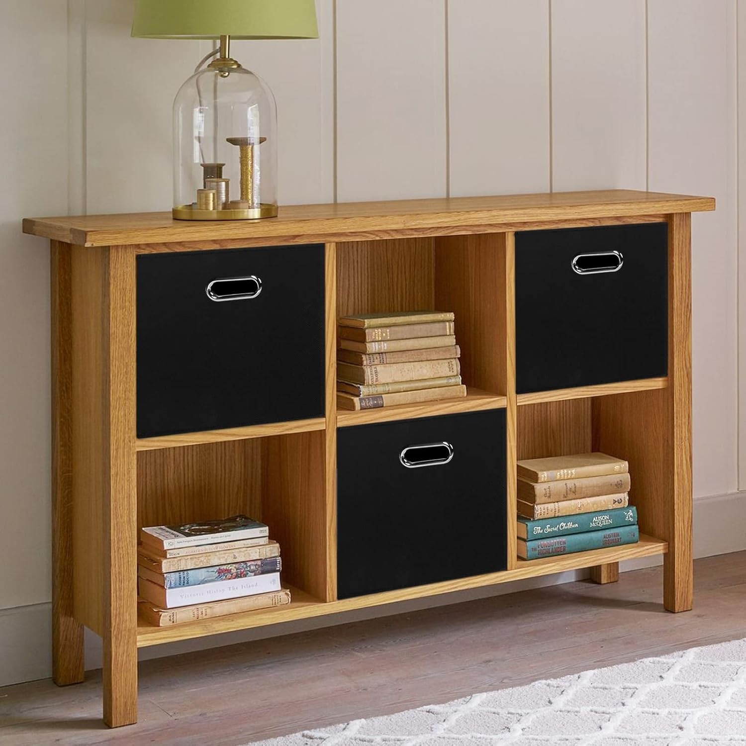 Black Foldable Storage Cubes Bins , Fabric Box 1 Pack,