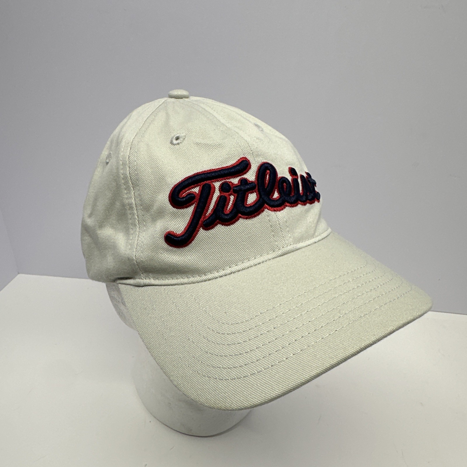Titleist Golf Strap Back Hat Beige Cap Embroidered #1 Lynch Adjustable