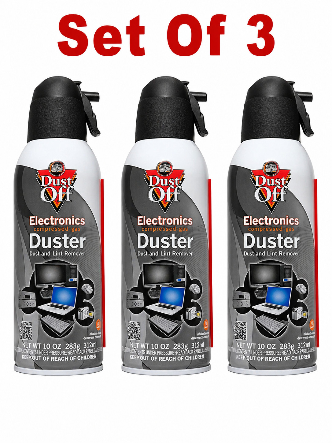 Dust-Off Compressed Air Duster Electronics Cleaner Keyboard PC Spray Set of 3