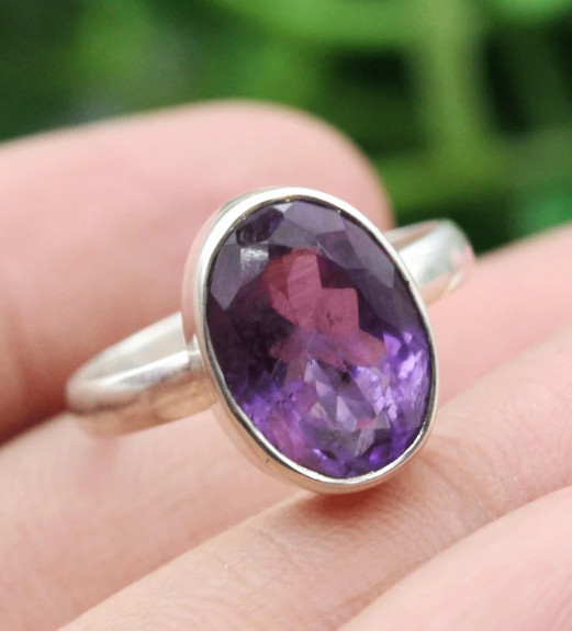 Amethyst Gemstone Ring Solid 925 Silver Handmade Statement Ring All Size SR472