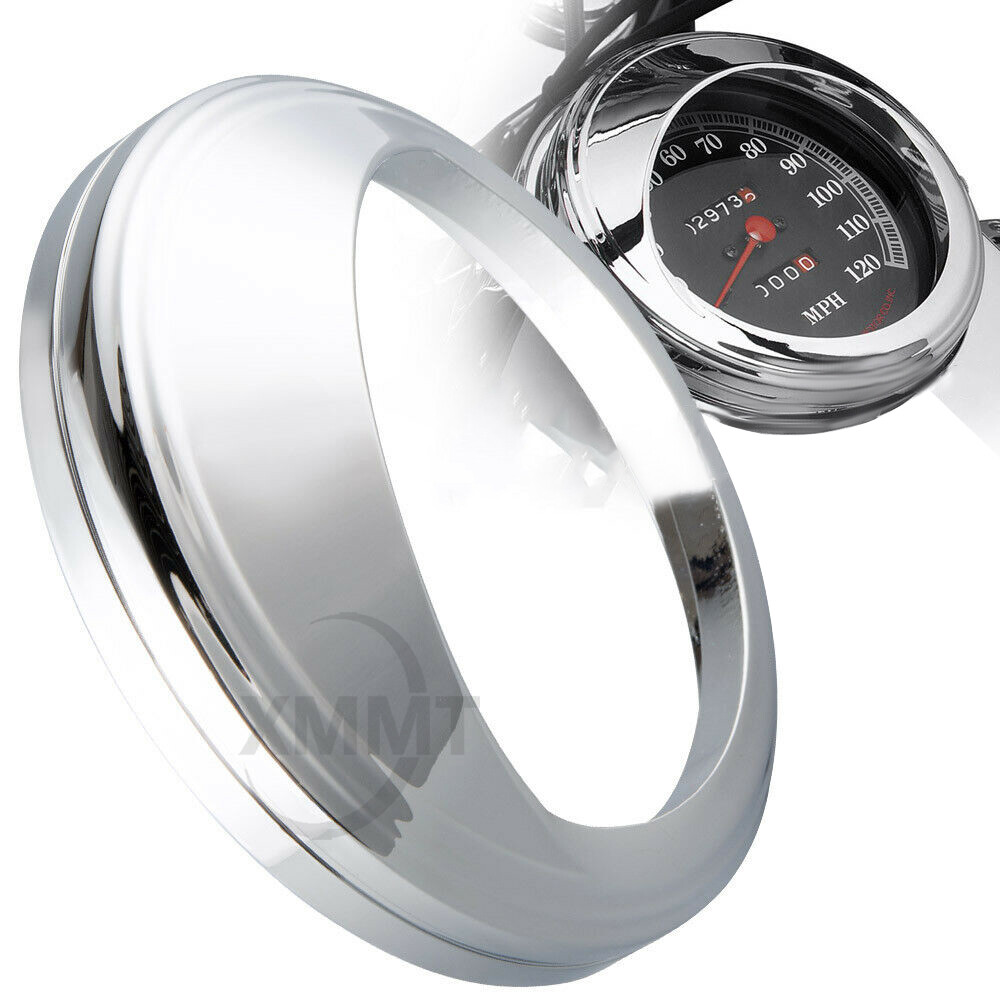 1X Motor Chrome Speedometer Bezel Trim Ring Visor Cover For Harley Dyna Softail