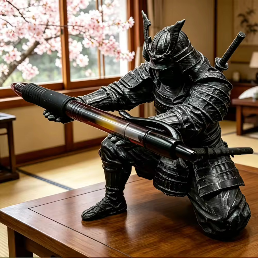 Black Samurai Pen Holder 3D Printed Pencil Stand Desk Decor